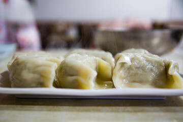 Wang dumplings made with various vegetables and meat, traditional Korean food