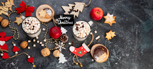 Obraz na płótnie Canvas Christmas table setting with sweet treats.