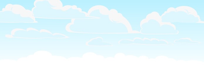 Sky background vector. Illustration in cartoon style flat design. Heavenly atmosphere
