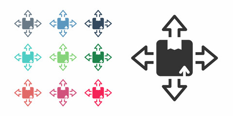 Black Carton cardboard box icon isolated on white background. Box, package, parcel sign. Delivery and packaging. Set icons colorful. Vector