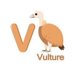 Cute vulture in cartoon style. Children's alphabet with an image of an animal.
