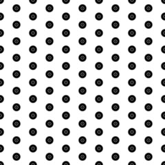 Square seamless background pattern from black gramophone record symbols. The pattern is evenly filled. Vector illustration on white background