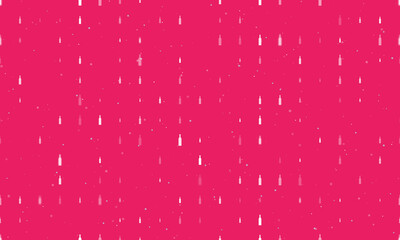 Seamless background pattern of evenly spaced white beer bottle symbols of different sizes and opacity. Vector illustration on pink background with stars
