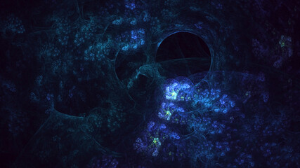 3D rendering abstract blue fractal light background