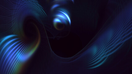 3D rendering abstract blue fractal light background