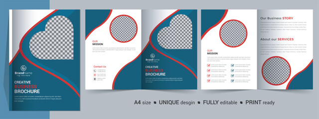 Corporate Bi-fold Brochure Template, Catalog, Booklet Template Design. Fully Editable.	
