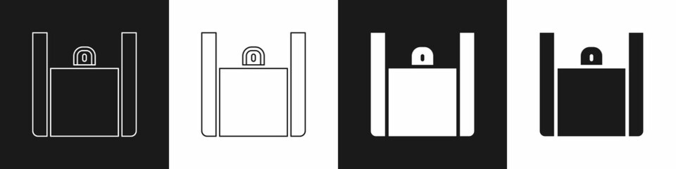 Set Online ordering and fast food delivery icon isolated on black and white background. Vector