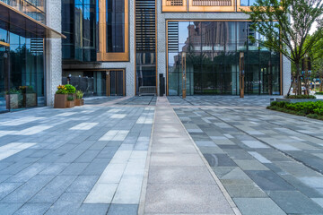 modern buildings and empty pavement in china