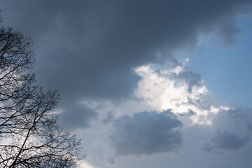 Thunderclouds cover the sky before the rain.
