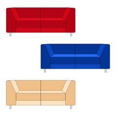 Set of red blue cream beige sofa armchair modern design cosy cushion divan coloured comfortable 