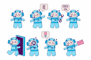 Set chat bot icon. Virtual assistant for website. Chatbot concept for customer service.