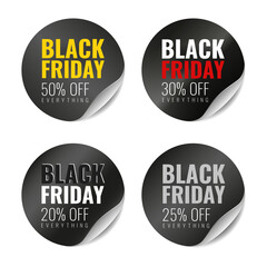 Fototapeta na wymiar Vector set of stickers for Black Friday. 