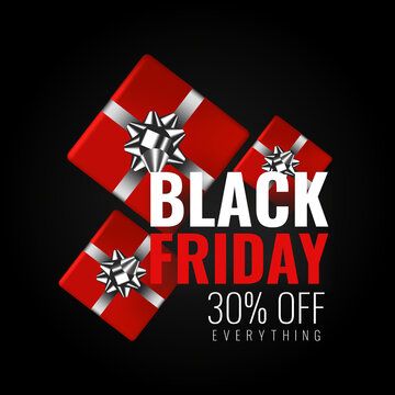 Vector illustration. Black Friday, background with bpx gifts
