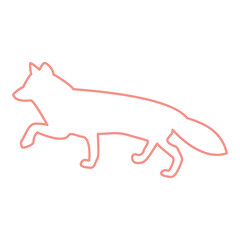 Neon fox of silhouettes red color vector illustration flat style image