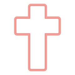 Neon church cross red color vector illustration flat style image