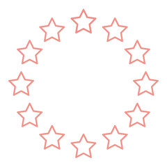 Neon stars in circle red color vector illustration flat style image
