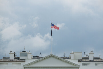 Front Facade of White House presidential home and landmark symbol of power and democracy in Western...