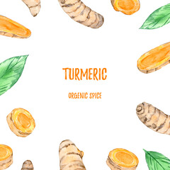 Watercolor backdrop of turmeric
