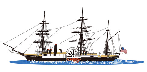 外輪蒸気船-機帆船