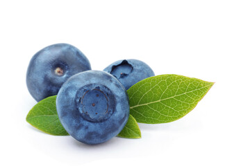 Blueberry closeup on white