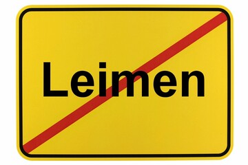 Illustration eines Stadtausgangsschildes der Stadt Leimen