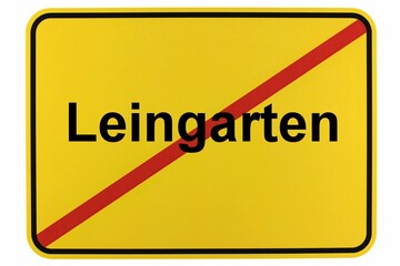 Illustration eines Stadtausgangsschildes der Stadt Leingarten