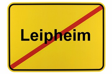 Illustration eines Stadtausgangsschildes der Stadt Leipheim