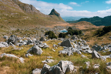 Summer mountain landscape of Durmitor National Park in Montenegro.
