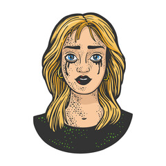 Tear stained girl sketch raster illustration