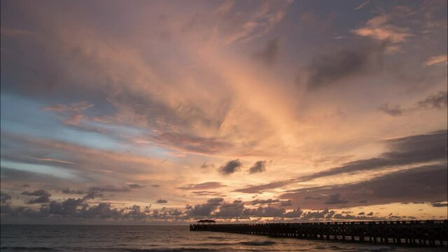 4K Time lapse sunset landscape Amazing light of nature buatiful cloudscape sky