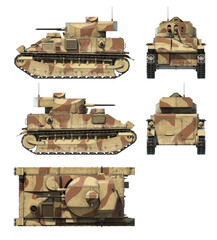 British Tank Vickers Medium Mk II 3d-renders on white background © Sergey Ryzhkov