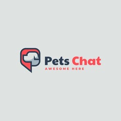 Vector Logo Illustration Pets Chat Simple Mascot Style.