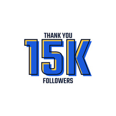 Thank You 15 K Followers Card Celebration Vector. 150000 Followers Congratulation Post Social Media Template.