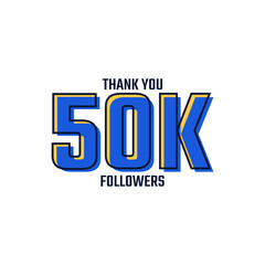 Thank You 50 K Followers Card Celebration Vector. 50000 Followers Congratulation Post Social Media Template.