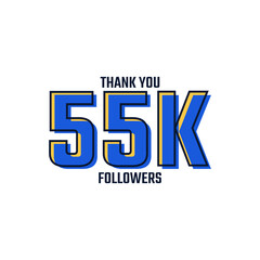 Thank You 55 K Followers Card Celebration Vector. 55000 Followers Congratulation Post Social Media Template.