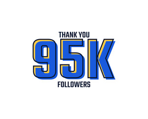 Thank You 95 K Followers Card Celebration Vector. 95000 Followers Congratulation Post Social Media Template.