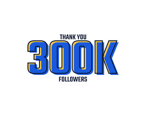 Thank You 300 K Followers Card Celebration Vector. 300000 Followers Congratulation Post Social Media Template.