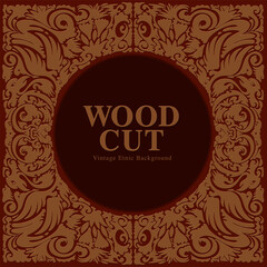 Vintage Woodcut Ethnic Border Pattern background
