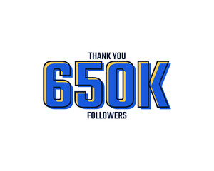 Thank You 650 K Followers Card Celebration Vector. 650000 Followers Congratulation Post Social Media Template.