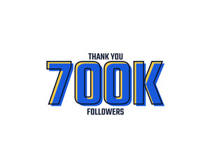 Thank You 700 K Followers Card Celebration Vector. 700000 Followers Congratulation Post Social Media Template.