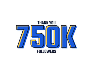 Thank You 750 K Followers Card Celebration Vector. 750000 Followers Congratulation Post Social Media Template.