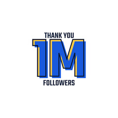 Thank You 1 M Followers Card Celebration Vector. 1000000 Followers Congratulation Post Social Media Template.
