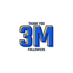 Thank You 4 M Followers Card Celebration Vector. 3000000 Followers Congratulation Post Social Media Template.