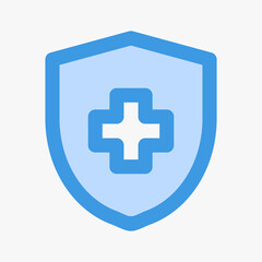 Fototapeta premium Protect icon vector illustration in blue style about medical, use for website mobile app presentation