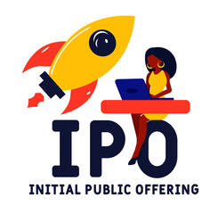 IPO - Initial Public Offering acronym. business concept background. Vector illustration for website banner, marketing materials, business presentation, online advertising