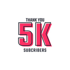 Thank You 5 k Subscribers Celebration Background Design. 5000 Subscribers Congratulation Post Social Media Template.