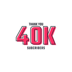 Thank You 40 k Subscribers Celebration Background Design. 40000 Subscribers Congratulation Post Social Media Template.