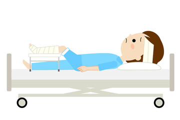 怪我や骨折をして入院し不安な様子の男性