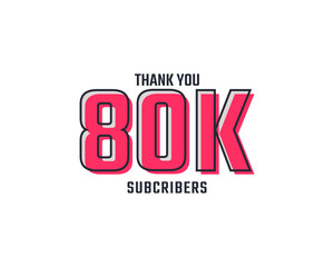 Thank You 80 k Subscribers Celebration Background Design. 80000 Subscribers Congratulation Post Social Media Template.