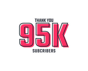 Thank You 95 k Subscribers Celebration Background Design. 95000 Subscribers Congratulation Post Social Media Template.
